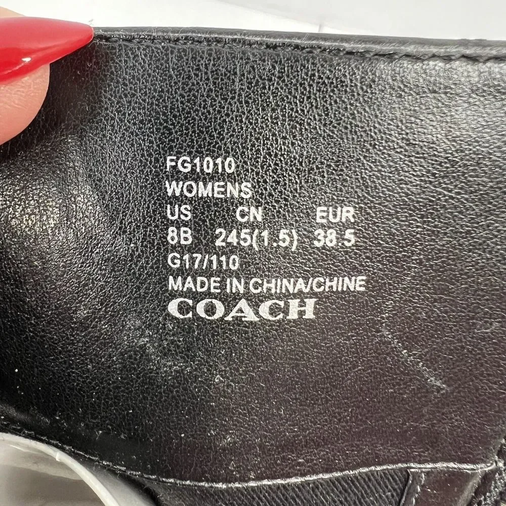 Coach Size 8 Turn Lock Riding Boots Black Leather Side Zip Stretch Panel Women’s - Picture 9 of 13